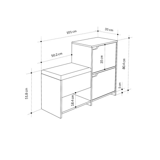 Παπουτσοθήκη Haven  χρώμα sapphire oak - ανθρακί 101x35x80,4εκ.