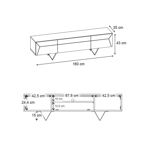 Έπιπλο τηλεόρασης Jacomen  χρώμα sapphire oak 160x35x43εκ.