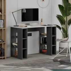 Γραφείο εργασίας Colmar  χρώμα ανθρακί - λευκό 106x50x75εκ.