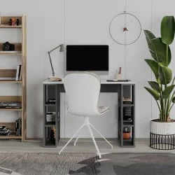 Γραφείο εργασίας Colmar  χρώμα ανθρακί - λευκό 106x50x75εκ.