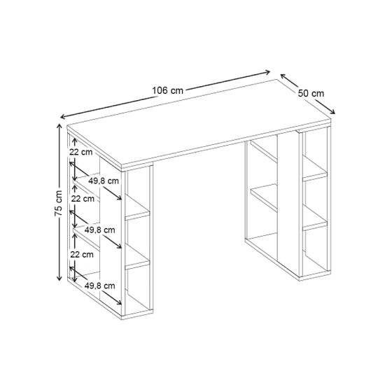 Γραφείο εργασίας Colmar  χρώμα ανθρακί - λευκό 106x50x75εκ.