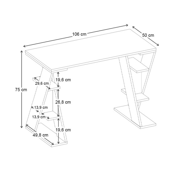 Γραφείο εργασίας Papillon  χρώμα ανθρακί 106x50x75εκ