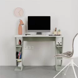 Γραφείο εργασίας Papillon  χρώμα ash green - λευκό 106x50x75εκ