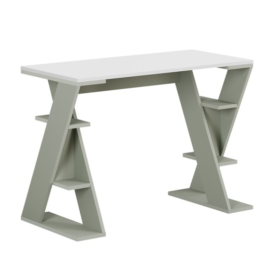 Γραφείο εργασίας Papillon  χρώμα ash green - λευκό 106x50x75εκ