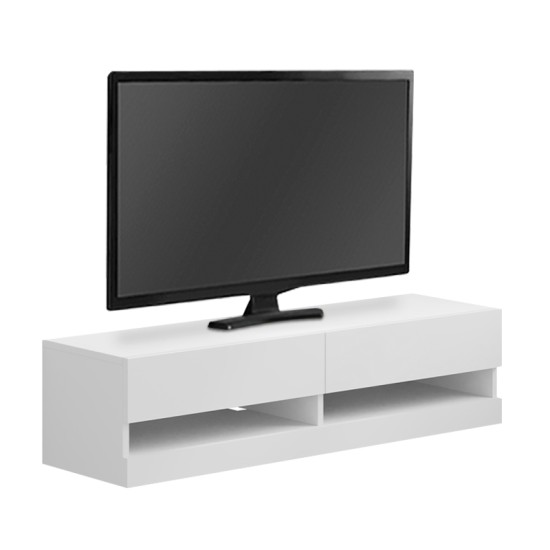 Έπιπλο τηλεόρασης επιτοίχιο Moon  με LED χρώμα λευκό 120x33,8x30εκ.