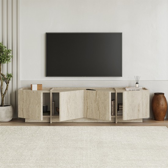 Έπιπλο τηλεόρασης Lowen  χρώμα travertine 180x35x46,2εκ.