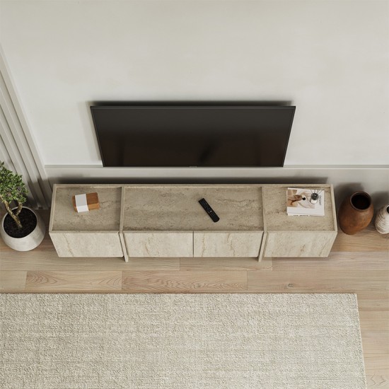 Έπιπλο τηλεόρασης Lowen  χρώμα travertine 180x35x46,2εκ.