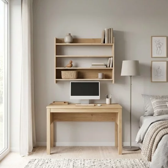 Ραφιέρα τοίχου Lane  χρώμα sapphire oak 85x15x66εκ.