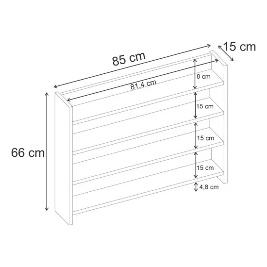 Ραφιέρα τοίχου Lane  χρώμα sapphire oak 85x15x66εκ.
