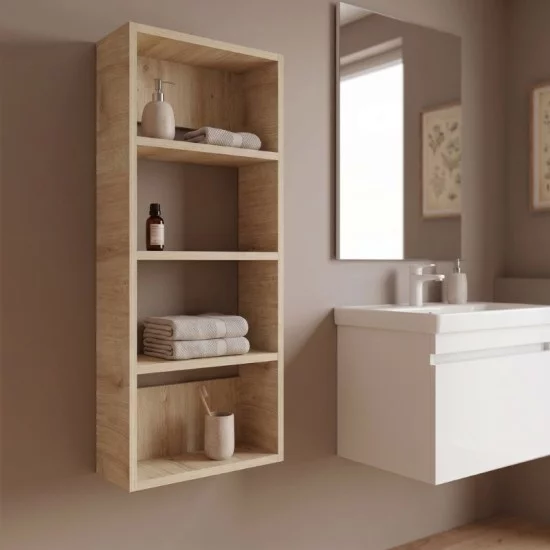 Ραφιέρα τοίχου Rafina  χρώμα sapphire oak 40x15x90εκ.