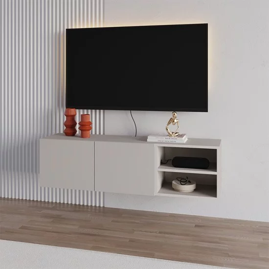 Έπιπλο τηλεόρασης επιτοίχιο Conrad  χρώμα sandstone 140x35x38εκ.