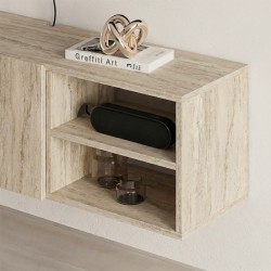 Έπιπλο τηλεόρασης επιτοίχιο Conrad  χρώμα travertine 140x35x38εκ.