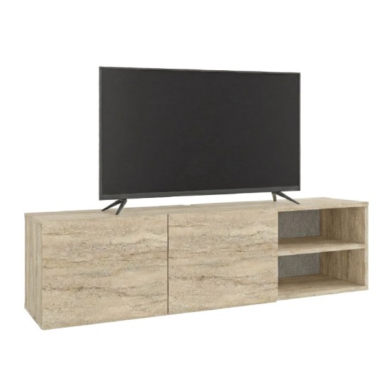 Έπιπλο τηλεόρασης επιτοίχιο Conrad  χρώμα travertine 140x35x38εκ.