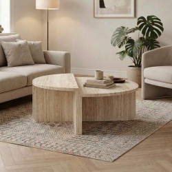 Τραπεζάκι σαλονιού Aloeva  χρώμα travertine Ø90x37εκ.