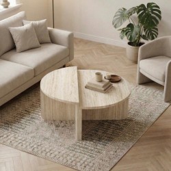Τραπεζάκι σαλονιού Aloeva  χρώμα travertine Ø90x37εκ.