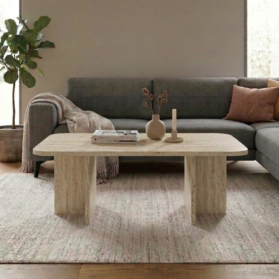 Τραπεζάκι σαλονιού Hillary  χρώμα travertine 100x60x41,8εκ.