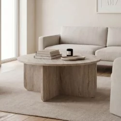 Τραπεζάκι σαλονιού Hillary  χρώμα travertine Ø80x38εκ.