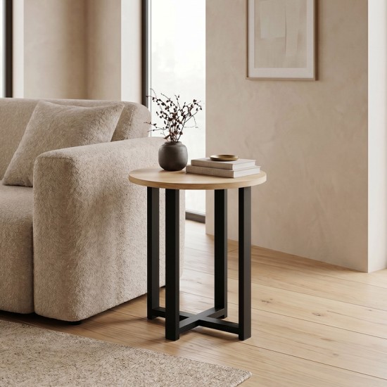 Τραπεζάκι σαλονιού σετ 2 τμχ Mesa  χρώμα sapphire oak Ø90x35,5εκ.