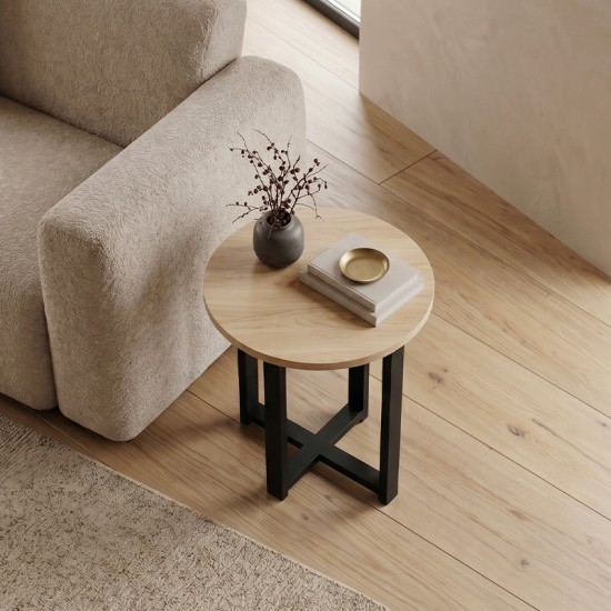 Τραπεζάκι βοηθητικό Mesa  χρώμα sapphire oak Ø45x50εκ.