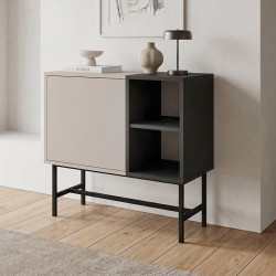 Μπουφές Mona  χρώμα sandstone - black wood 81x40x80εκ.