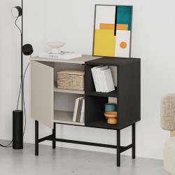 Μπουφές Mona  χρώμα sandstone - black wood 81x40x80εκ.