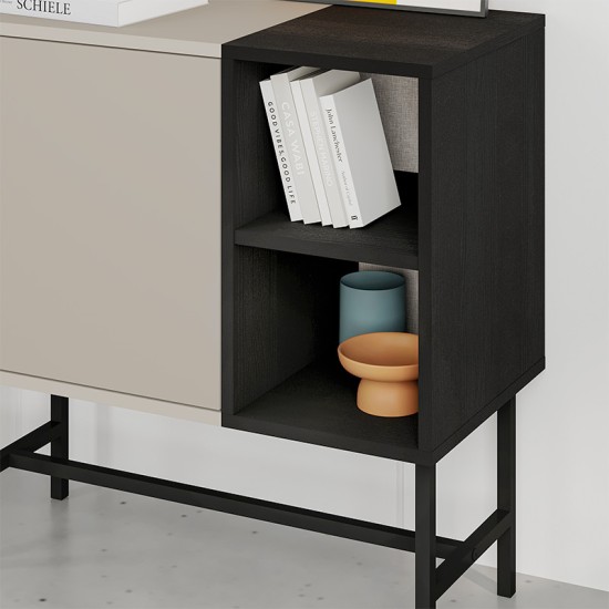 Μπουφές Mona  χρώμα sandstone - black wood 81x40x80εκ.