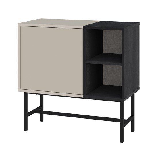 Μπουφές Mona  χρώμα sandstone - black wood 81x40x80εκ.