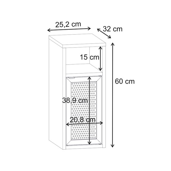 Κομοδίνο Inca  χρώμα light oak 25,2x32x60εκ.