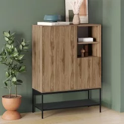Μπουφές Amira  χρώμα καρυδί Ud - black wood 90x40x125εκ.