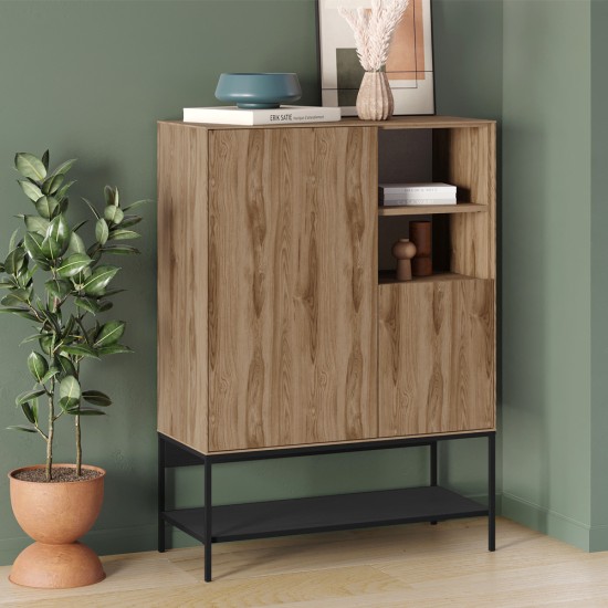 Μπουφές Amira  χρώμα καρυδί Ud - black wood 90x40x125εκ.