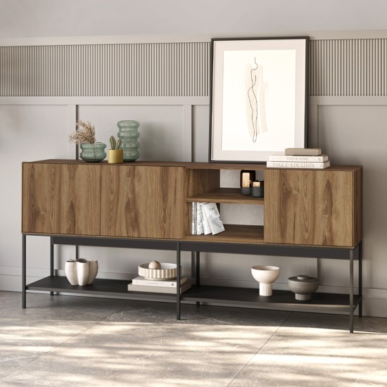 Μπουφές Amira  χρώμα καρυδί Ud - black wood 180x40x80εκ.
