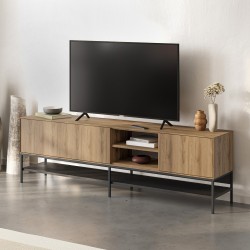 Έπιπλο τηλεόρασης Amira  χρώμα καρυδί Ud - black wood 180x35x55εκ.