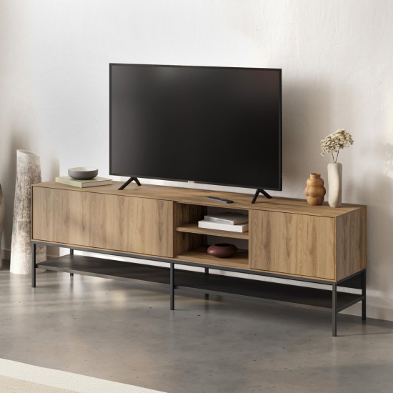 Έπιπλο τηλεόρασης Amira  χρώμα καρυδί Ud - black wood 180x35x55εκ.