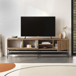 Έπιπλο τηλεόρασης Amira  χρώμα καρυδί Ud - black wood 180x35x55εκ.