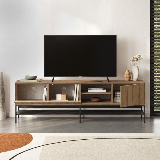Έπιπλο τηλεόρασης Amira  χρώμα καρυδί Ud - black wood 180x35x55εκ.