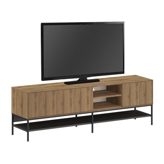 Έπιπλο τηλεόρασης Amira  χρώμα καρυδί Ud - black wood 180x35x55εκ.