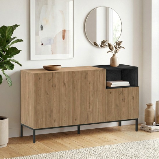 Μπουφές Cailin  χρώμα sepet oak - black wood 140x41,8x80εκ.