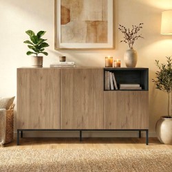 Μπουφές Cailin  χρώμα sepet oak - black wood 140x41,8x80εκ.