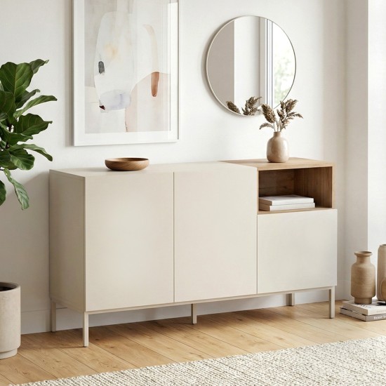 Μπουφές Cailin  χρώμα sandstone - sepet oak 140x41,8x80εκ.
