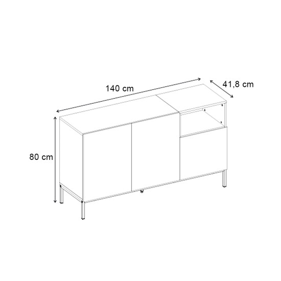 Μπουφές Cailin  χρώμα sandstone - sepet oak 140x41,8x80εκ.