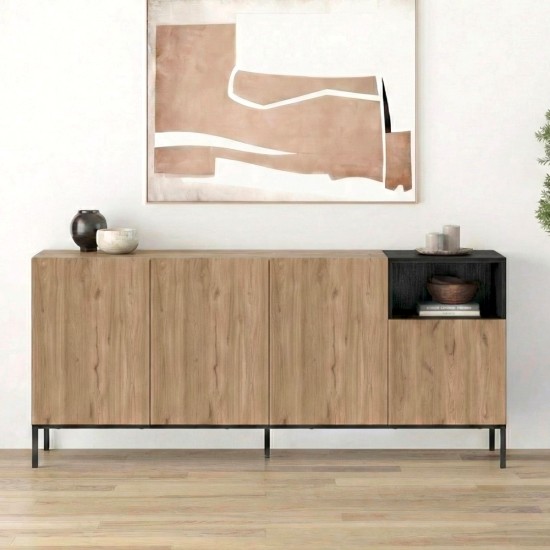 Μπουφές Cailin  χρώμα sepet oak - black wood 180x41,8x80εκ.