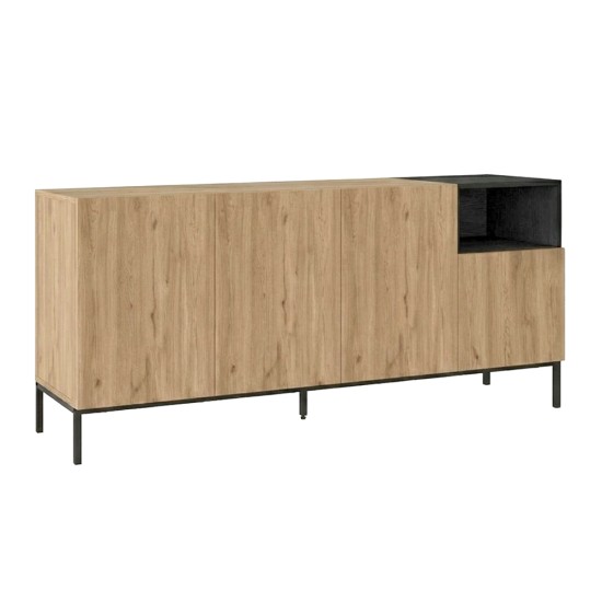 Μπουφές Cailin  χρώμα sepet oak - black wood 180x41,8x80εκ.