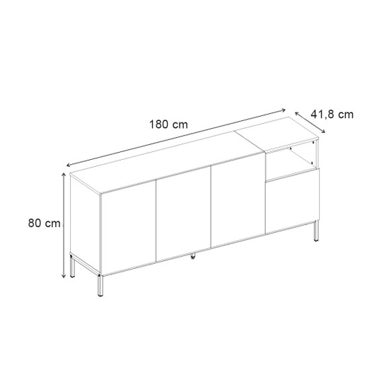 Μπουφές Cailin  χρώμα sandstone - sepet oak 180x41,8x80εκ.