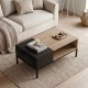Τραπεζάκι σαλονιού Cailin  χρώμα sepet oak - black wood 90x56x40,6εκ.
