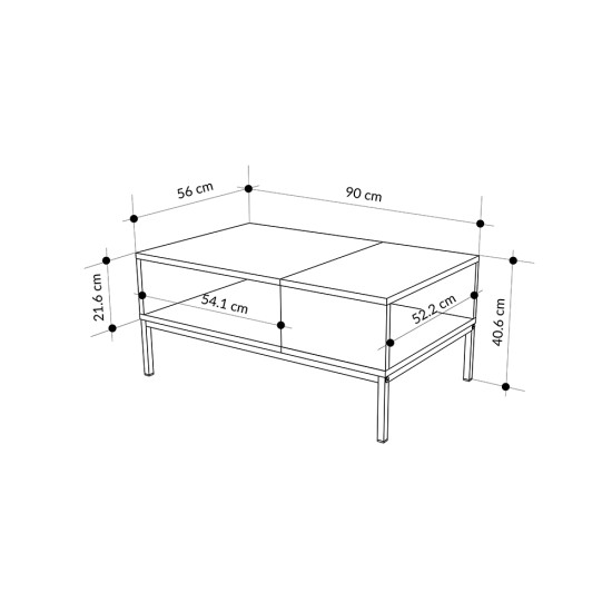 Τραπεζάκι σαλονιού Cailin  χρώμα sepet oak - black wood 90x56x40,6εκ.