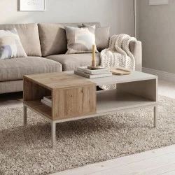Τραπεζάκι σαλονιού Cailin  χρώμα sandstone - sepet oak 90x56x40,6εκ.