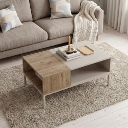 Τραπεζάκι σαλονιού Cailin  χρώμα sandstone - sepet oak 90x56x40,6εκ.