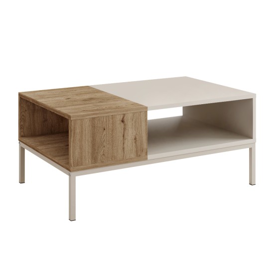 Τραπεζάκι σαλονιού Cailin  χρώμα sandstone - sepet oak 90x56x40,6εκ.