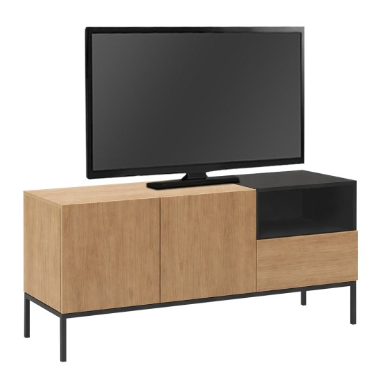 Έπιπλο τηλεόρασης Cailin  χρώμα sepet oak - black wood 140x41,8x55εκ.