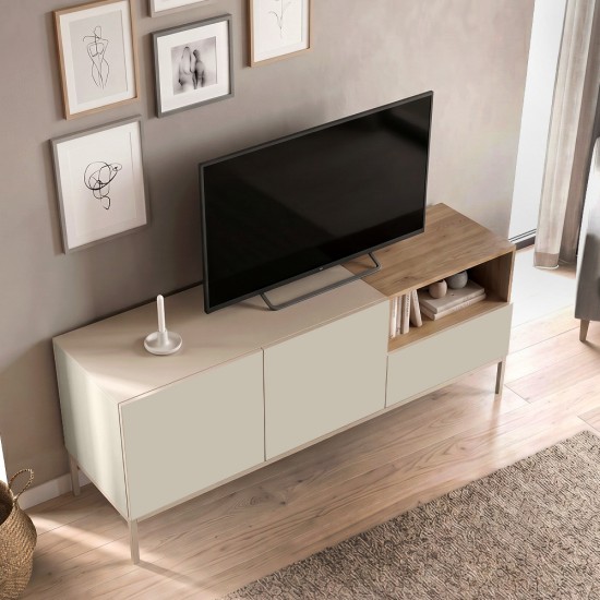 Έπιπλο τηλεόρασης Cailin  χρώμα sandstone - sepet oak 140x41,8x55εκ.